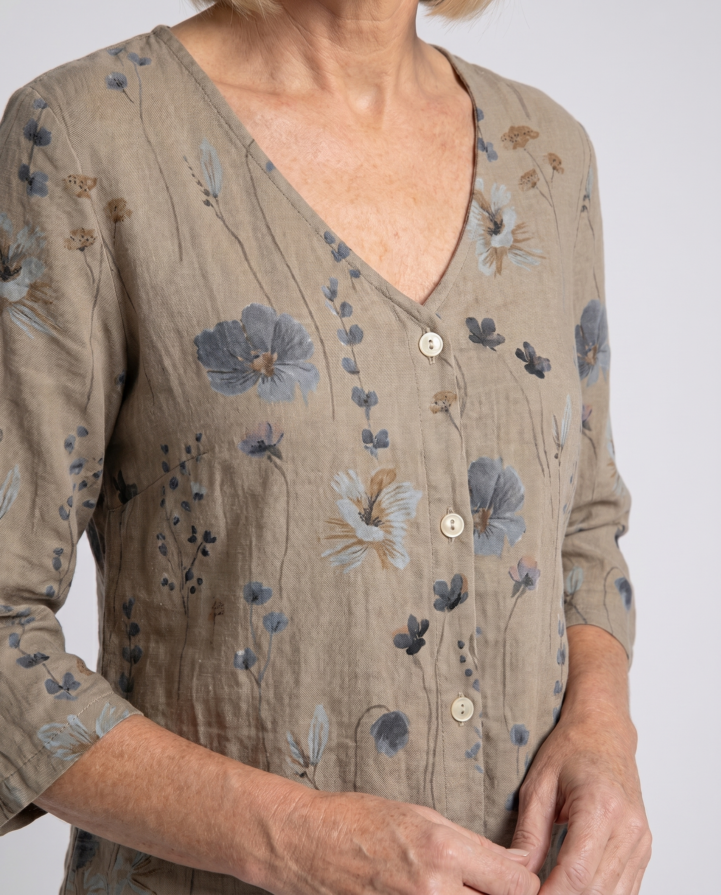 Bri | V-neck Button Up Chiffon Casual Summer Blouse