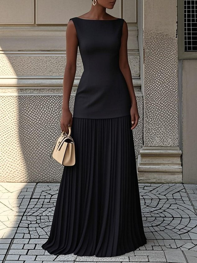 Avery | Bateau Neck Summer Wedding-Guest Maxi Dress