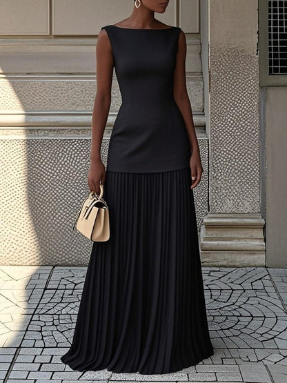 Avery | Bateau Neck Summer Wedding-Guest Maxi Dress