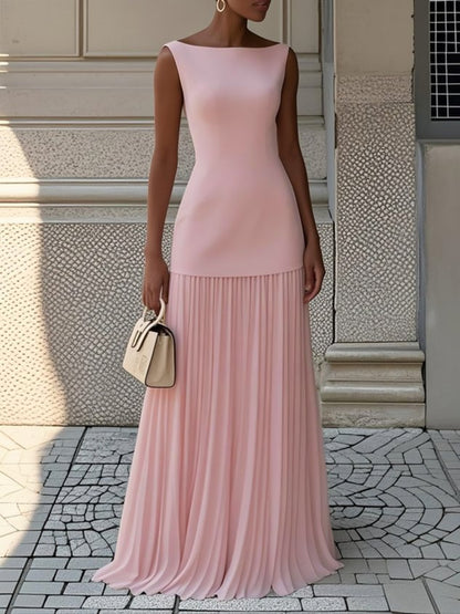Avery | Bateau Neck Summer Wedding-Guest Maxi Dress