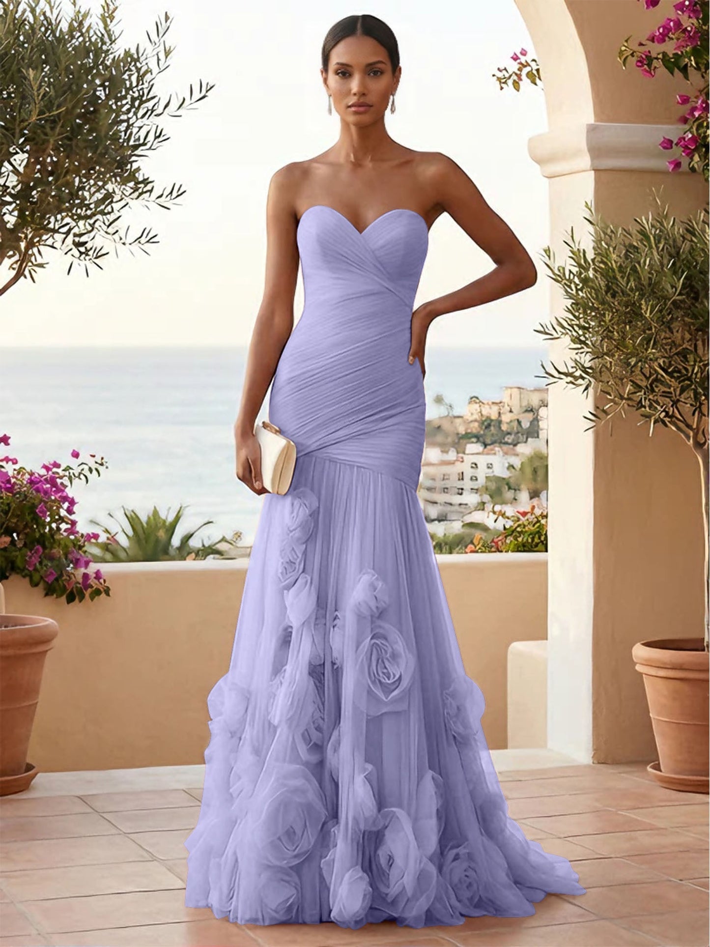 Eden | One Shoulder Floral Tulle Mermaid Bridesmaid Dress